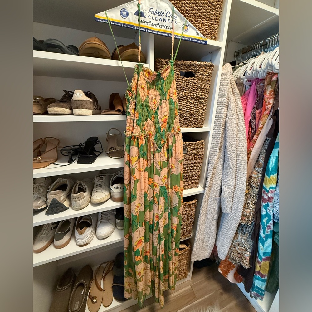 Floral Free People Green and Pink Jumpsuit